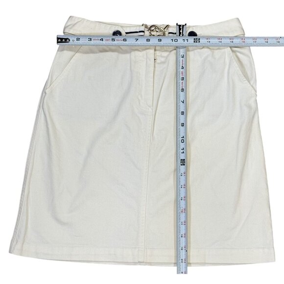 Womens Talbots Size 8 Solid White Denim Skirt With Pockets Straight Stretch - Picture 3 of 5